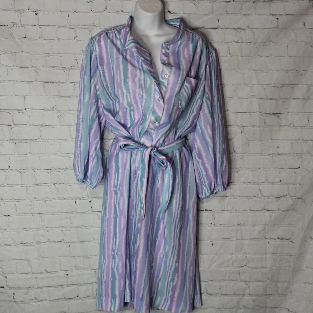 ‎Women's Vintage CALIFORNIA LOOKS Long Sleevez Stripes Dress Size 22